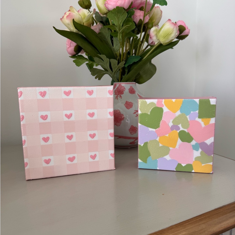 Hand-Painted Acrylic Pastel Hearts BY ME!